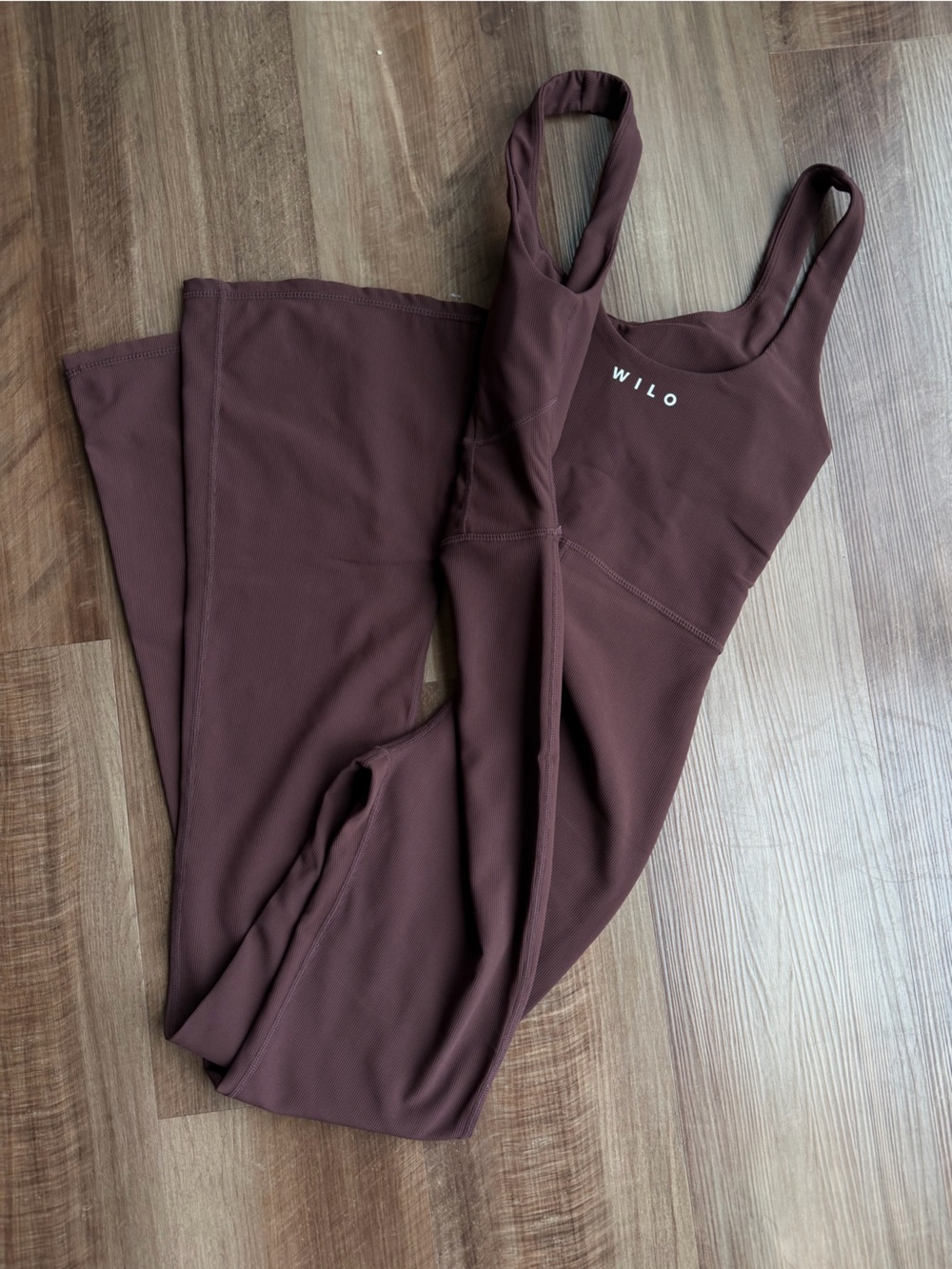 🤎 WILO THE LABEL Ribbed Chocolate Brown Wide-Leg Bodysuit 🤎